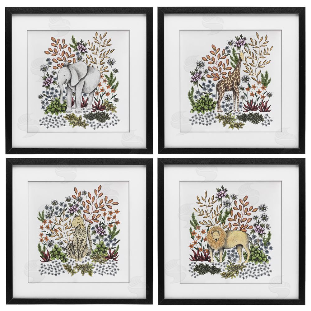 Cecilia Battaini Jungle Wildlife & Botanicals Black Framed Print Under Glass Wall Art
