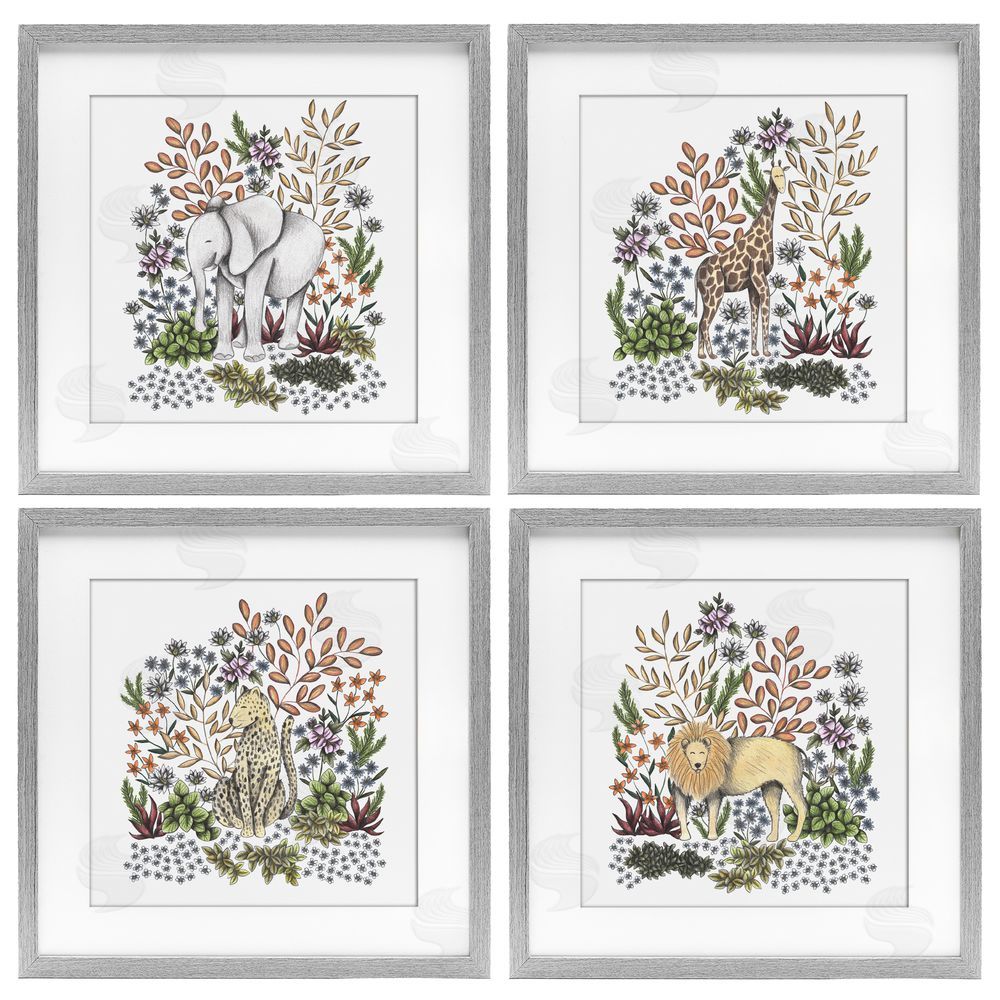 Cecilia Battaini Jungle Wildlife & Botanicals Gray Framed Print Under Glass Wall Art