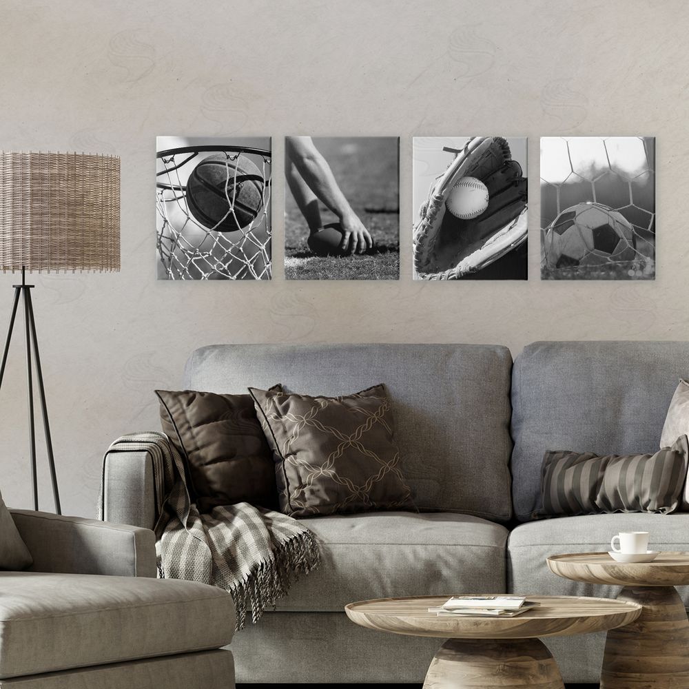 Marcus Prime Athletic Sports In Action Stretched Cavas Wall Art Set in Room