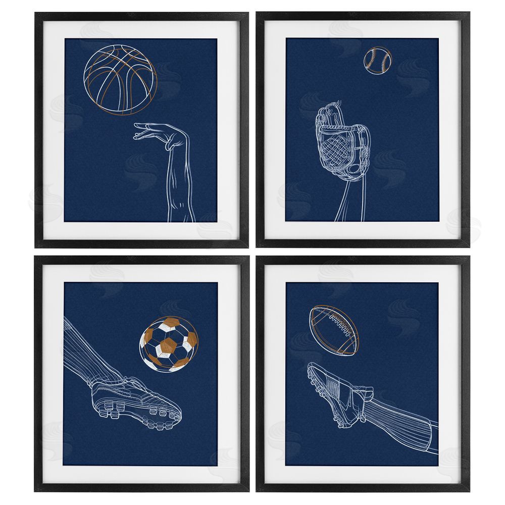 Marcus Prime Sports In Action Contour Black Framed Print Under Glass with White Mat Wall Art