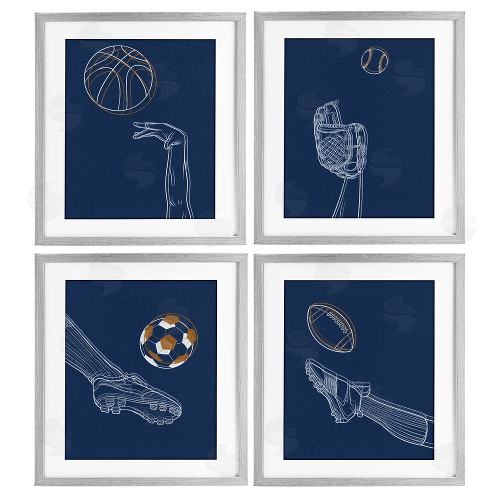 Marcus Prime Sports In Action Contour Gray Framed Print Under Glass with White Mat Wall Art