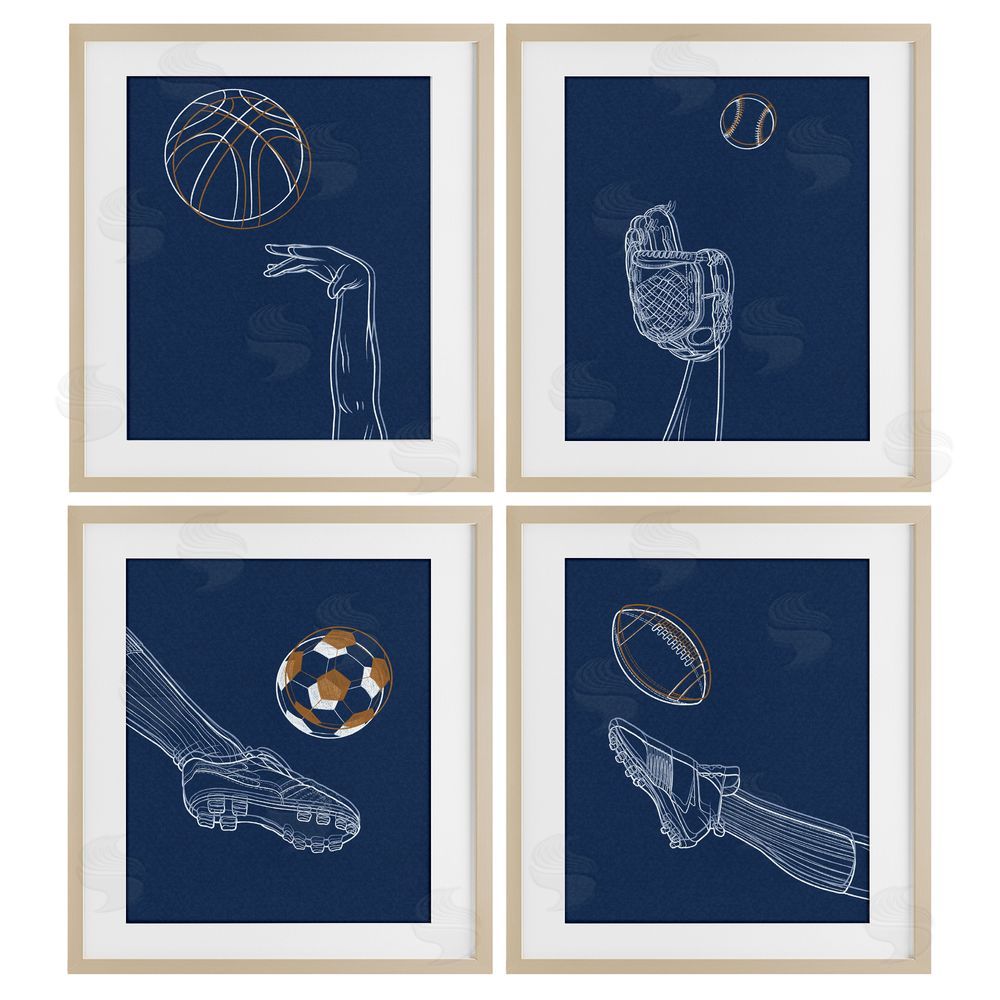 Marcus Prime Sports In Action Contour Brown Framed Print Under Glass with White Mat Wall Art