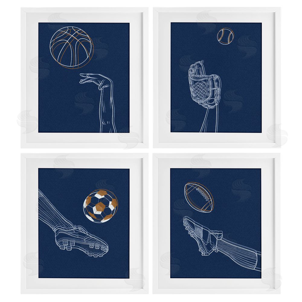 Marcus Prime Sports In Action Contour White Framed Print Under Glass with White Mat Wall Art
