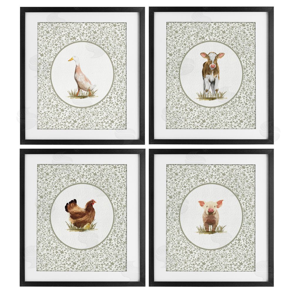 Sadie Harper Storybook Farm Animal Portraits Black Framed Print Under Glass Wall Art