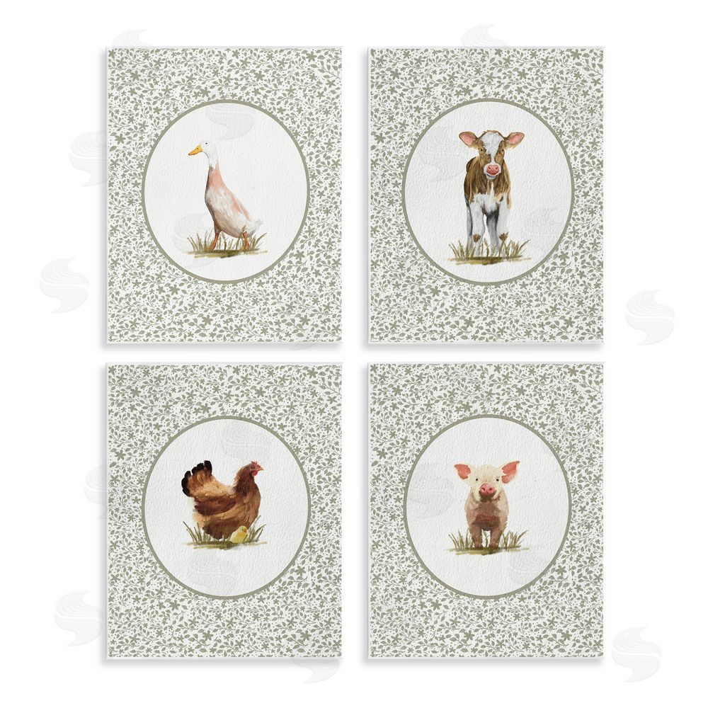 Sadie Harper Storybook Farm Animal Portraits Wooden Wall Plaque Art Print