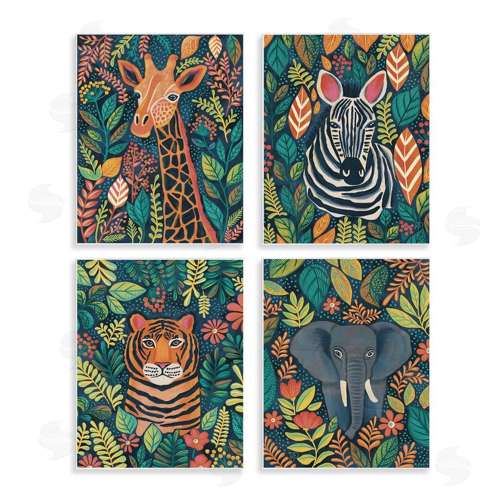 Lisa R Dumm Jungle Leaf Pattern Animals Wall Plaque Home Decor Art Print