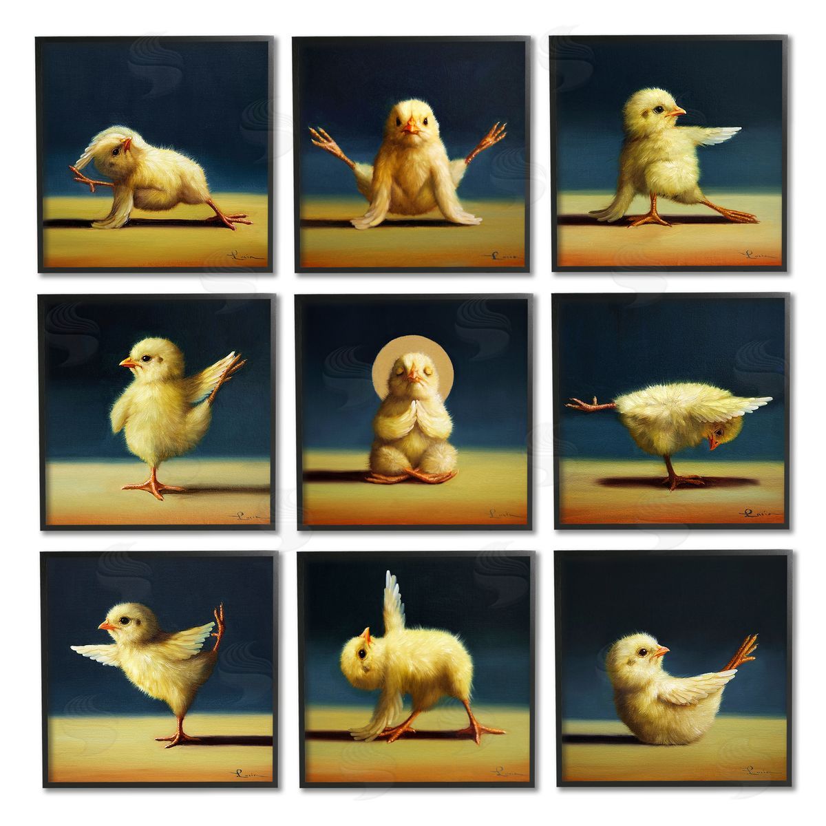 Lucia Heffernan Yoga Chicks Funny Farm Animals Black Framed Giclee Wall Art Print
