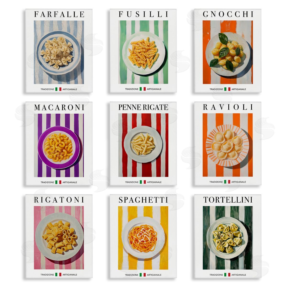 Traditional Pasta Plates Cuisine Canvas Wall Art, Home Decor by Andreas Magnusson