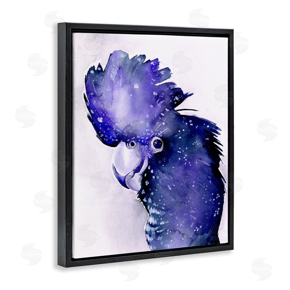 Space Bird Purple Black Floating Frame Canvas Wall Art, Home Decor by Jennifer Paxton Parker