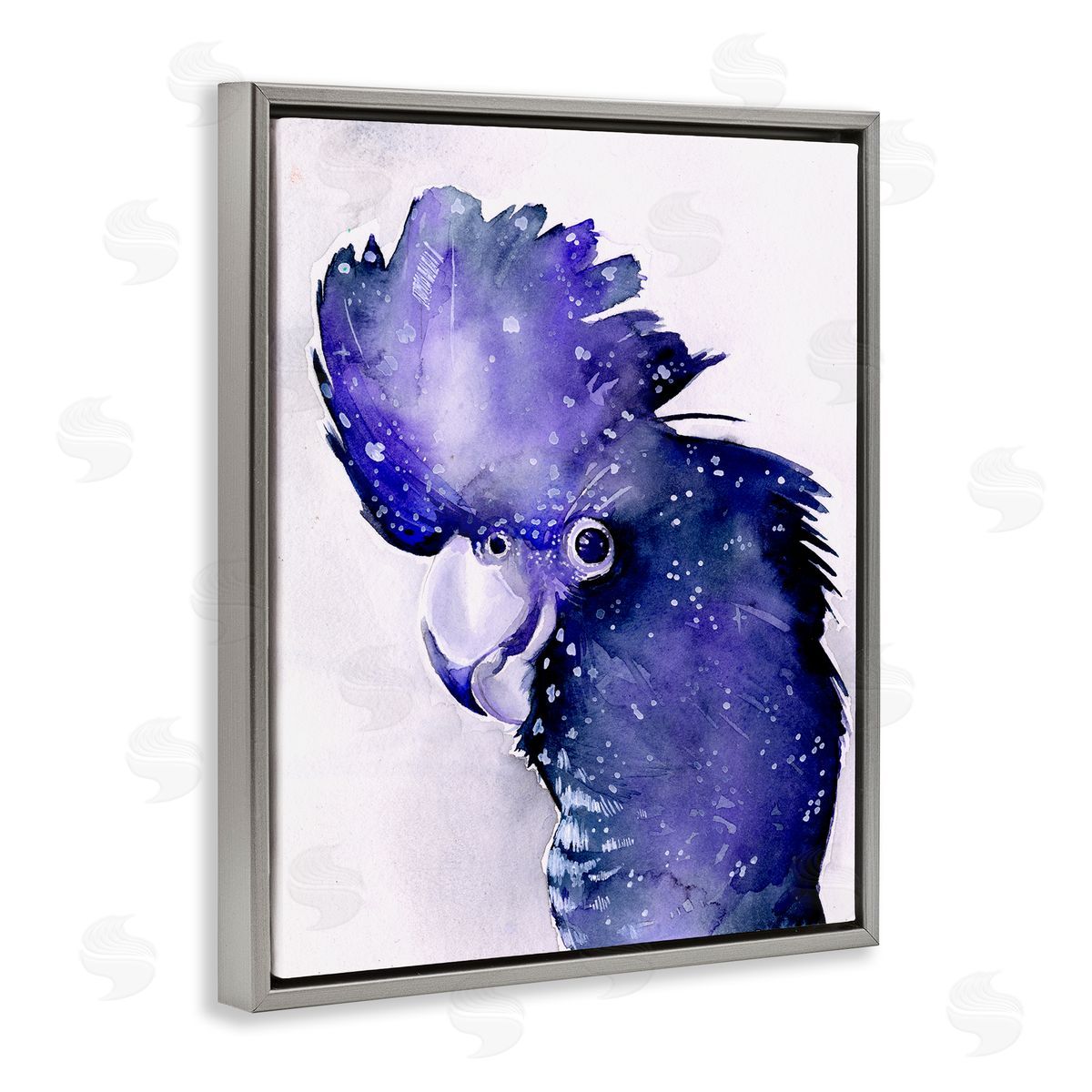 Space Bird Purple Grey Floating Frame Canvas Wall Art, Home Decor by Jennifer Paxton Parker