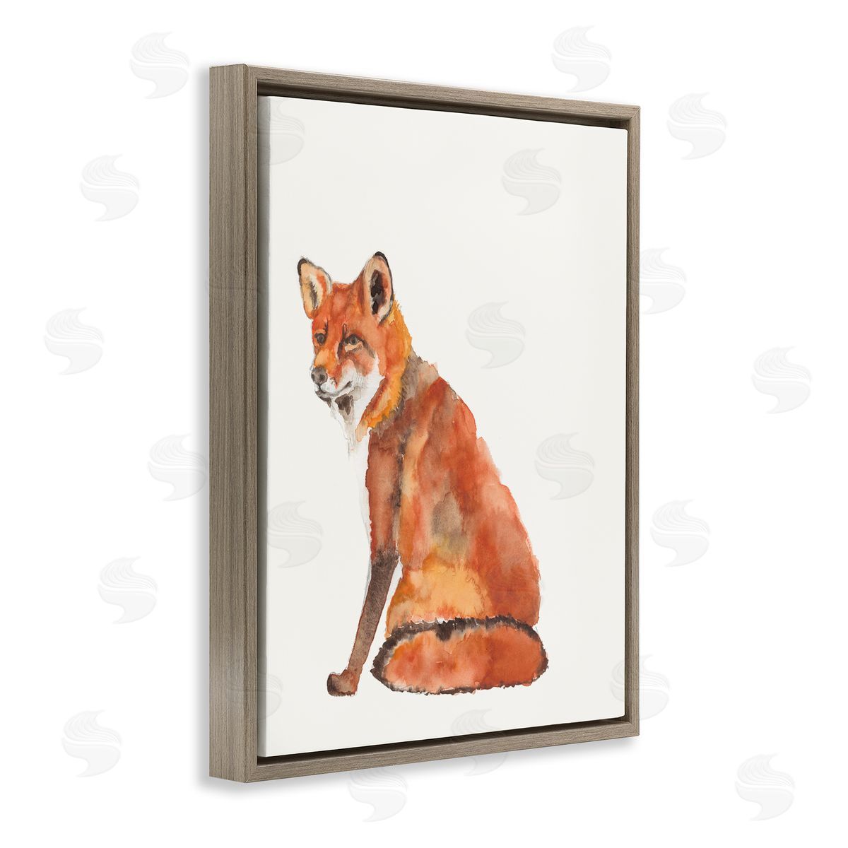 Curious Fox Orange Brown Floating Frame Canvas Wall Art, Home Decor by Jennifer Goldberger