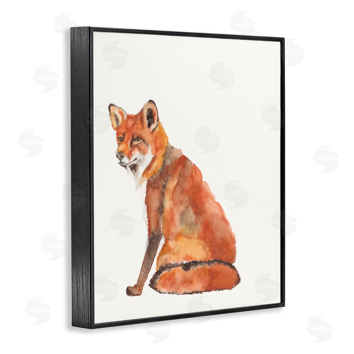 Curious Fox Orange Black Frame Print Wall Art, Home Decor by Jennifer Goldberger