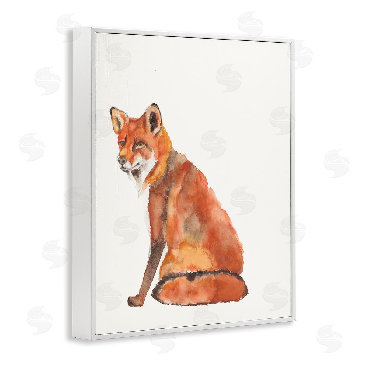 Curious Fox Orange White Frame Print Wall Art, Home Decor by Jennifer Goldberger