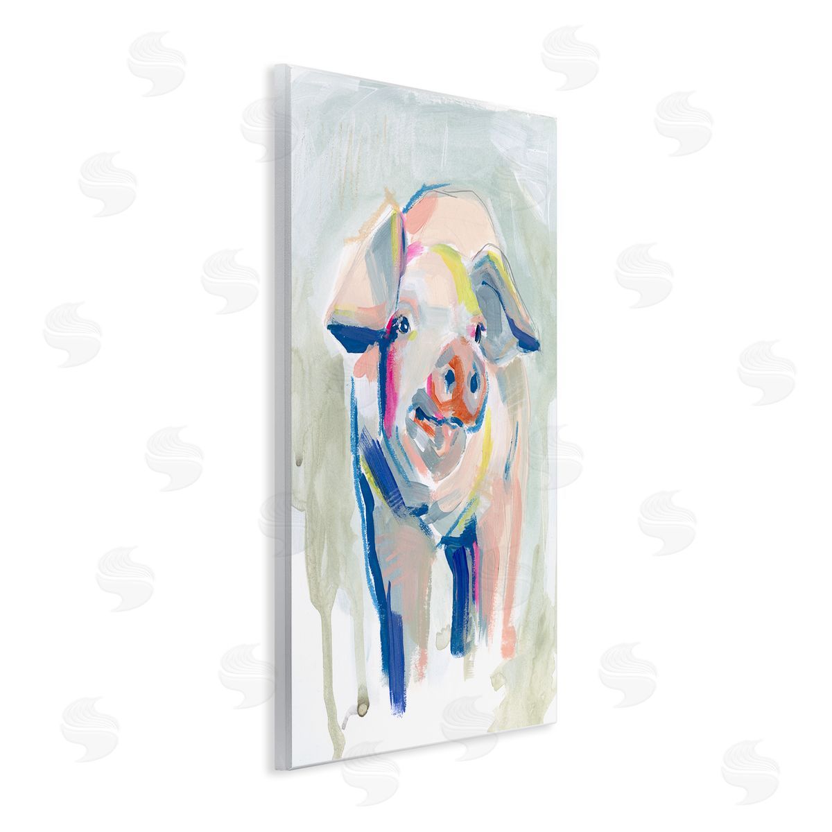 Colorful Pig Farm Animal Painting Wood Plaque Wall Art, Home Decor by Jennifer Paxton Parker