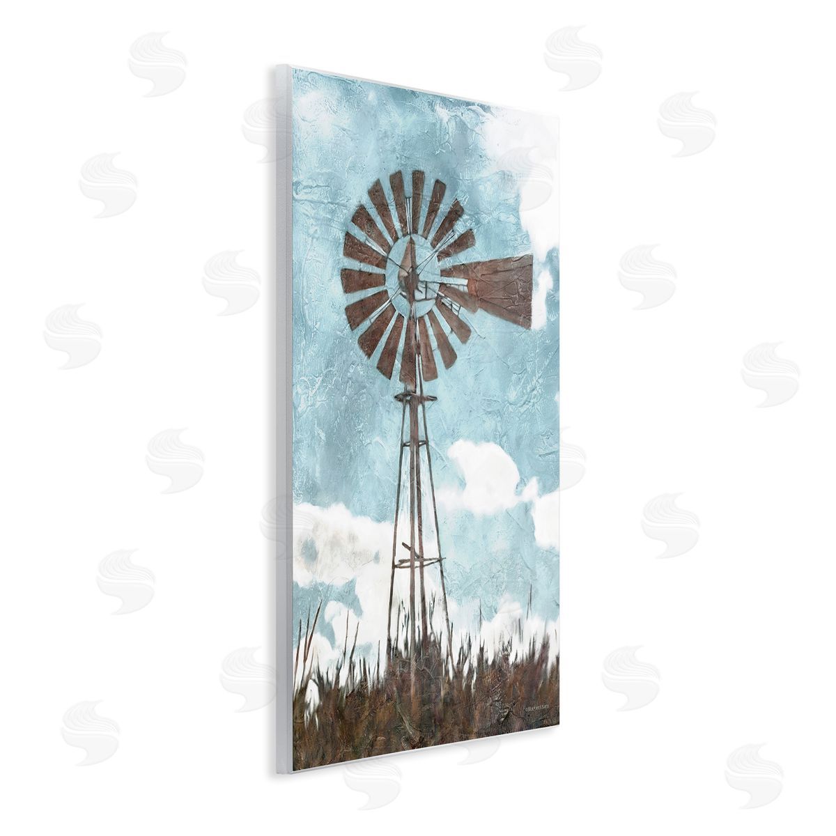 Farm Windmill Blue Brown Wood Plaque Wall Art, Home Decor by Bluebird Barn