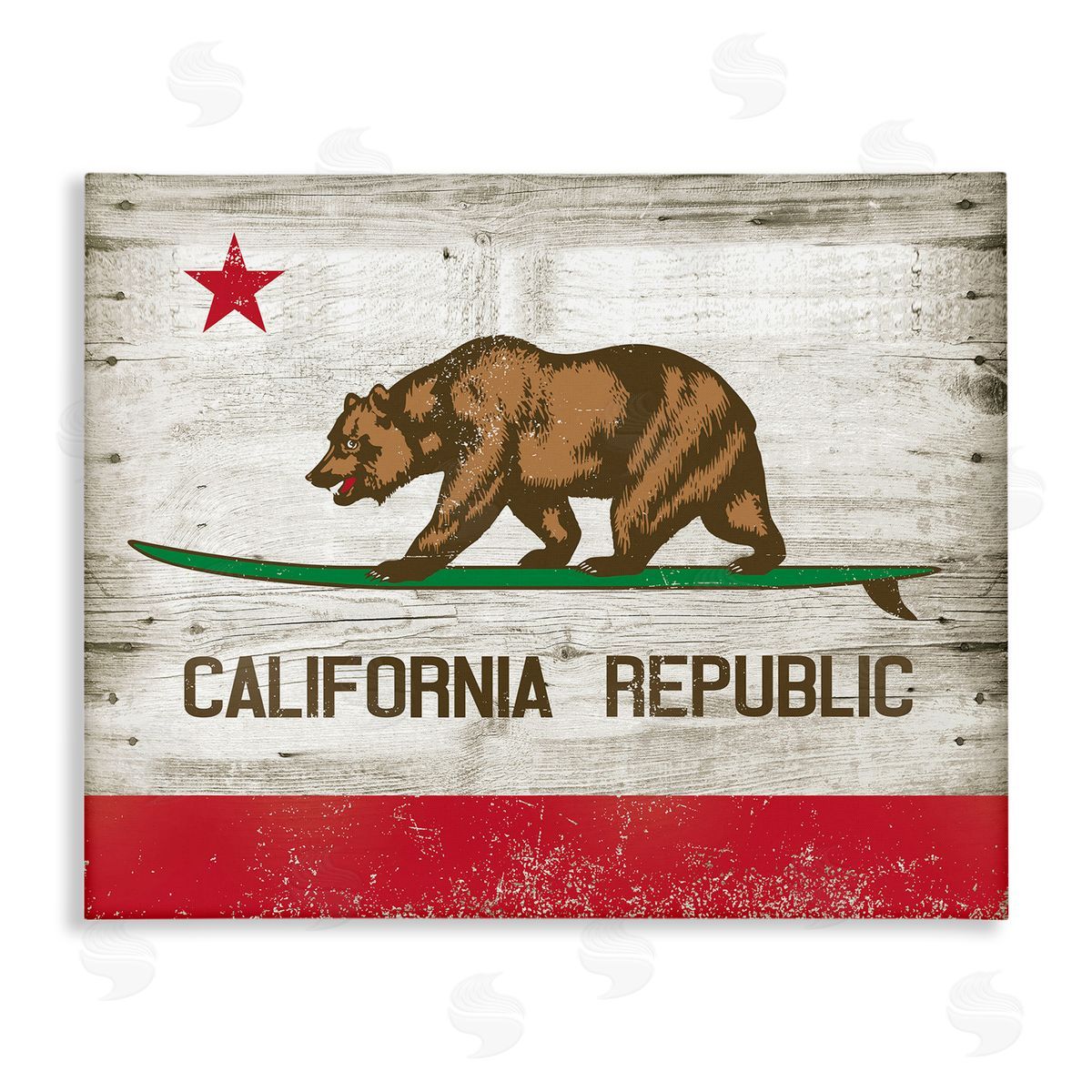 California Republic Bear Canvas Wall Art, Home Decor by RetroRocket