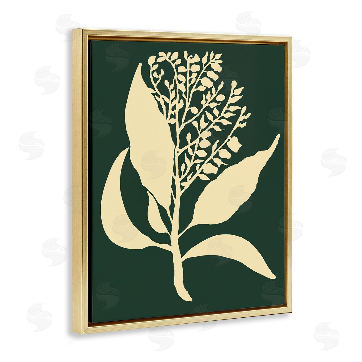 Plant Silhouette Green Yellow Gold Floating Frame Canvas Wall Art, Home Decor by The Saturday Evening Post