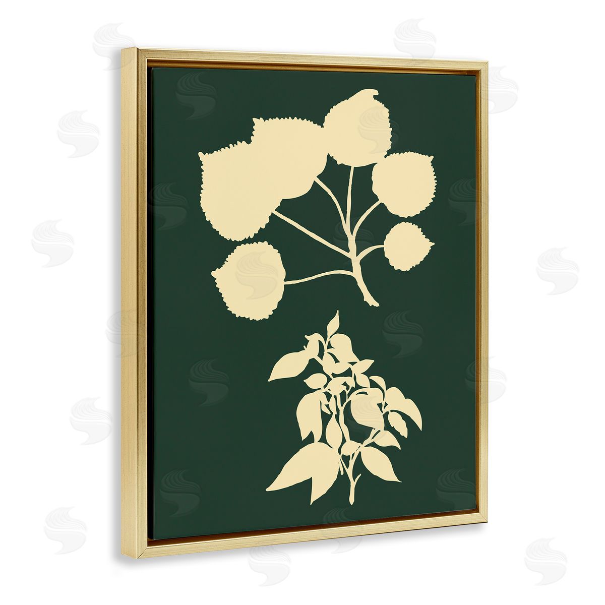 Plant Silhouette Yellow Green Gold Floating Frame Canvas Wall Art, Home Decor by The Saturday Evening Post