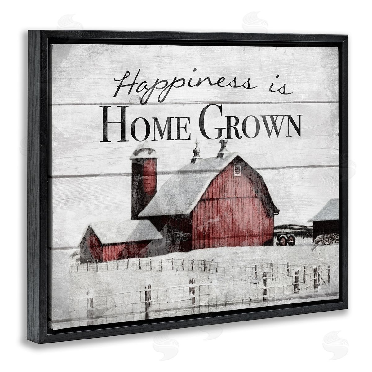 Happiness Is Home Grown Farm Rustic Black Floating Frame Canvas Wall Art, Home Decor by The Saturday Evening Post