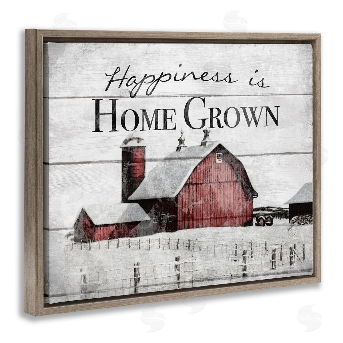 Happiness Is Home Grown Farm Rustic Brown Floating Frame Canvas Wall Art, Home Decor by The Saturday Evening Post