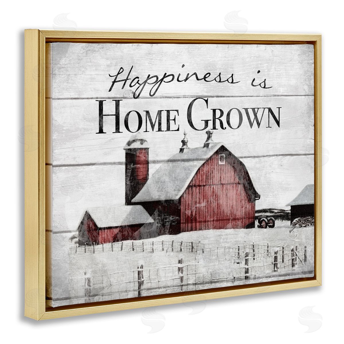 Happiness Is Home Grown Farm Rustic Gold Floating Frame Canvas Wall Art, Home Decor by The Saturday Evening Post