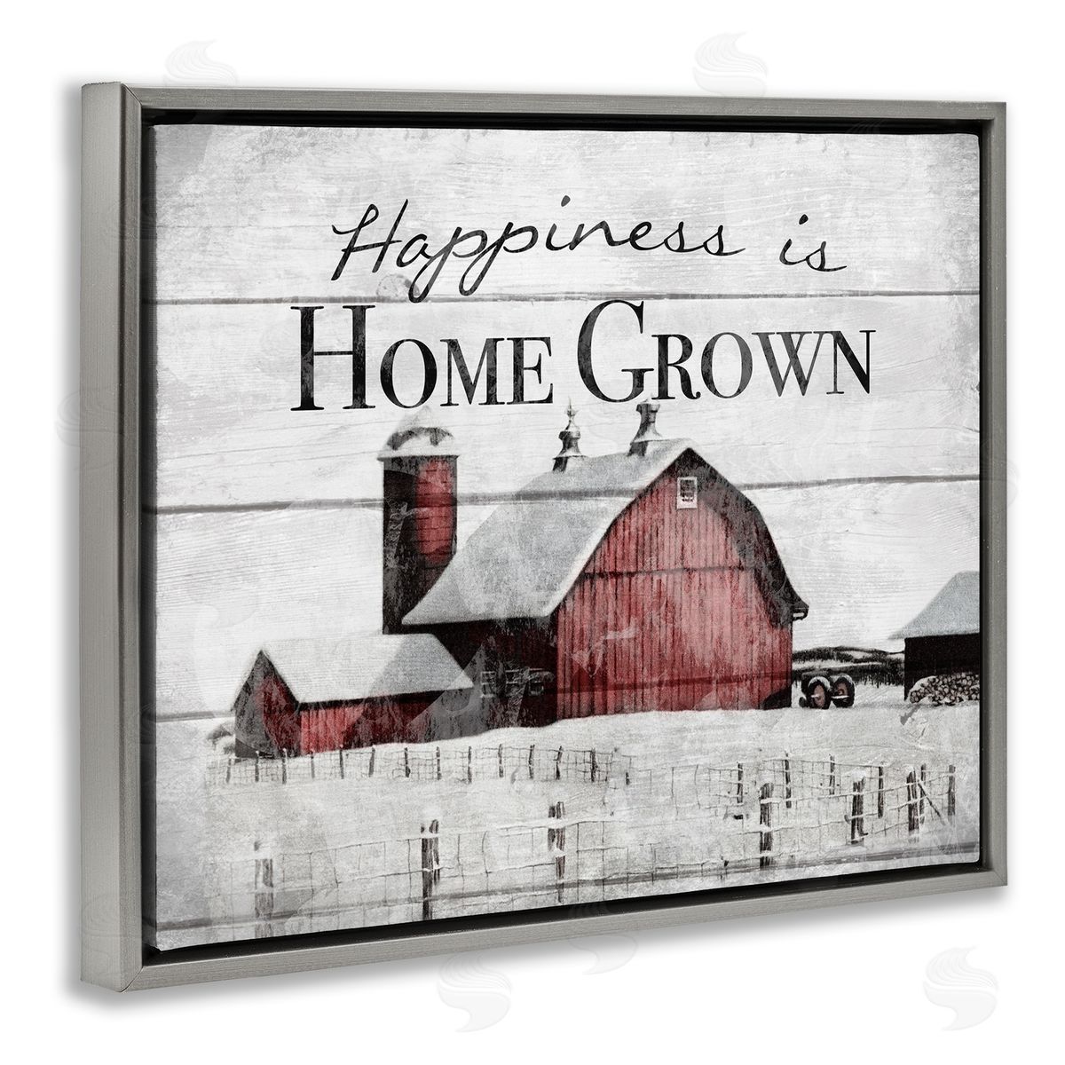 Happiness Is Home Grown Farm Rustic Grey Floating Frame Canvas Wall Art, Home Decor by The Saturday Evening Post