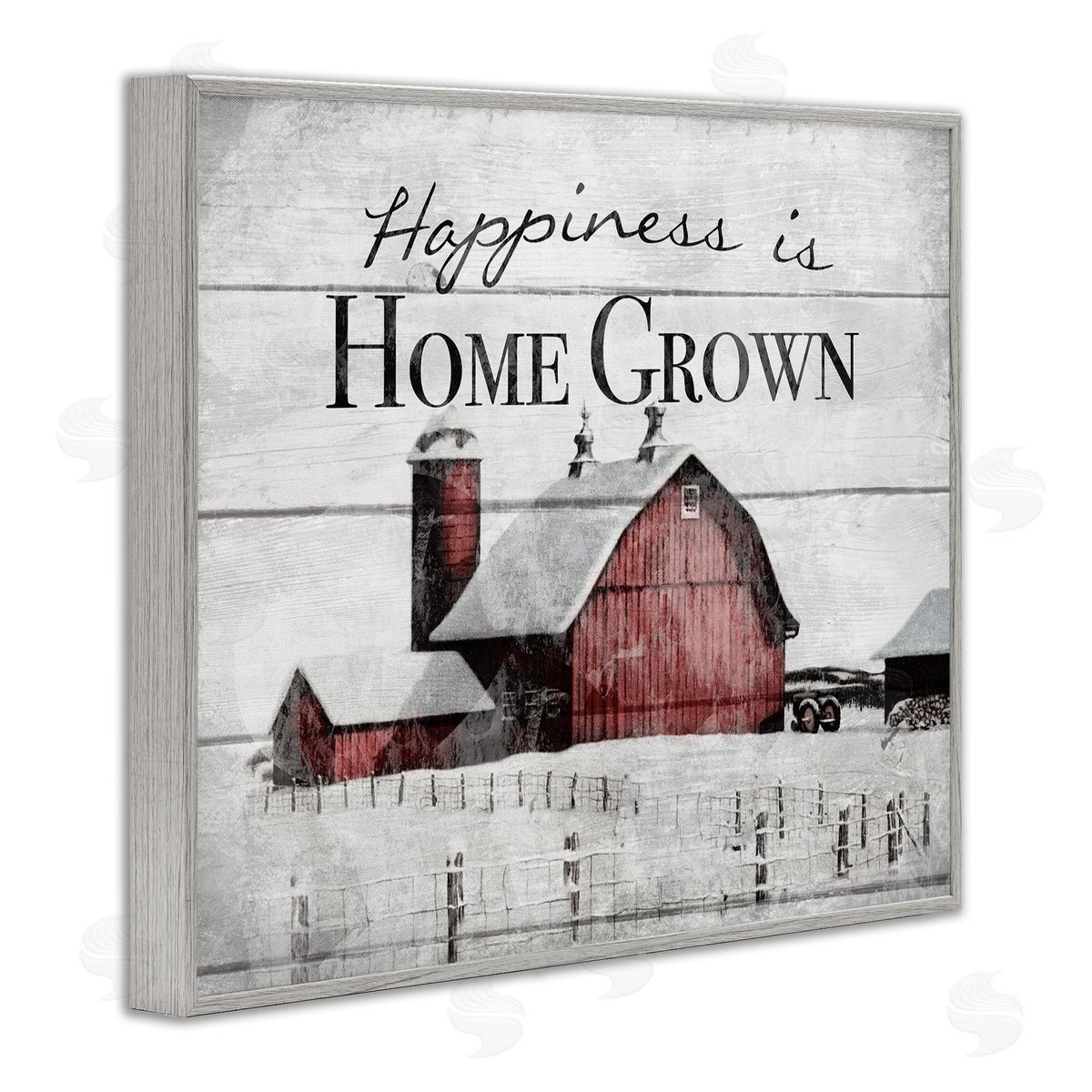 Happiness Is Home Grown Farm Rustic Grey Frame Print Wall Art, Home Decor by The Saturday Evening Post