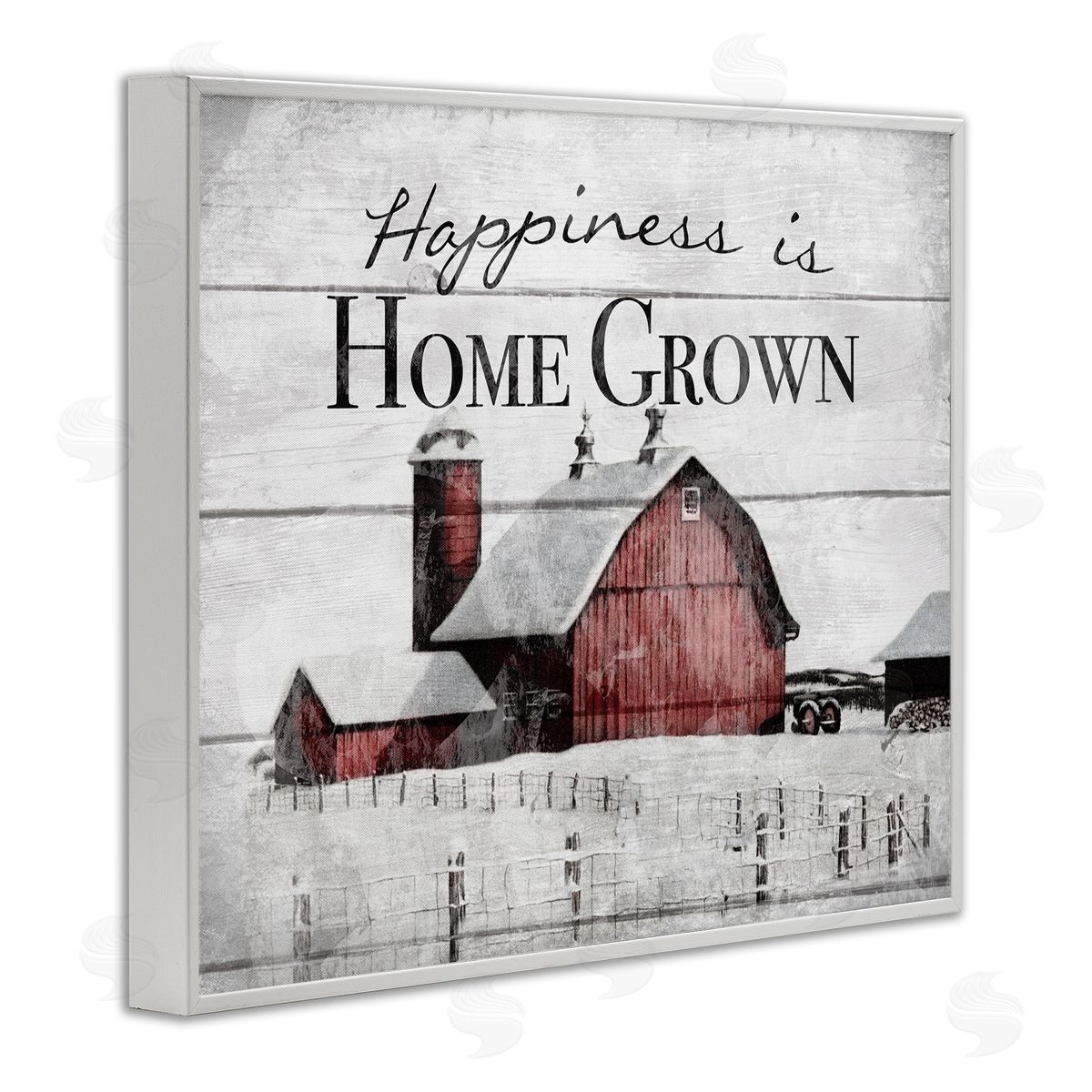 Happiness Is Home Grown Farm Rustic White Frame Print Wall Art, Home Decor by The Saturday Evening Post