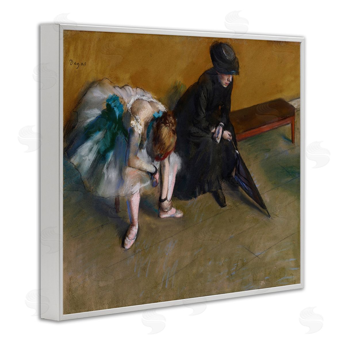 Waiting Classical Ballet Painting White Frame Print Wall Art, Home Decor by Edgar Degas