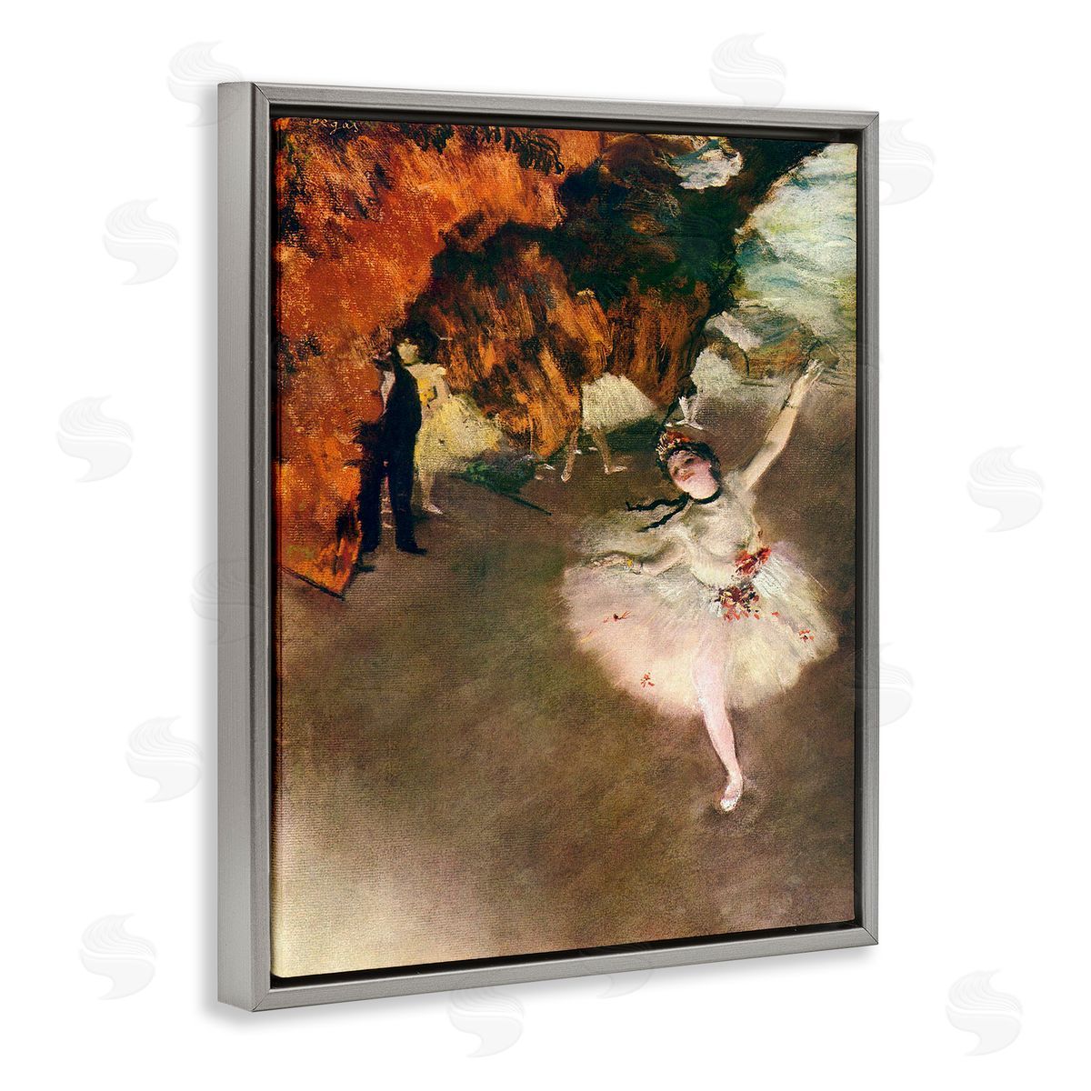 Ballet - l'etoile Classical Painting Grey Floating Frame Canvas Wall Art, Home Decor by Edgar Degas