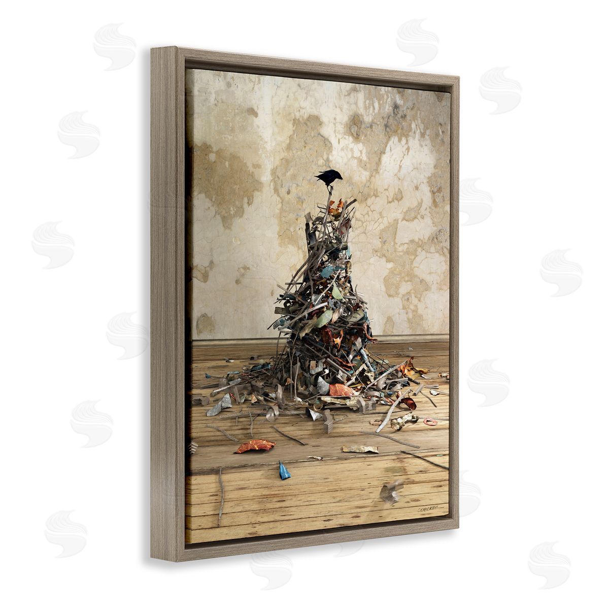 Crow Collection Bird Brown Floating Frame Canvas Wall Art, Home Decor by Cynthia Decker
