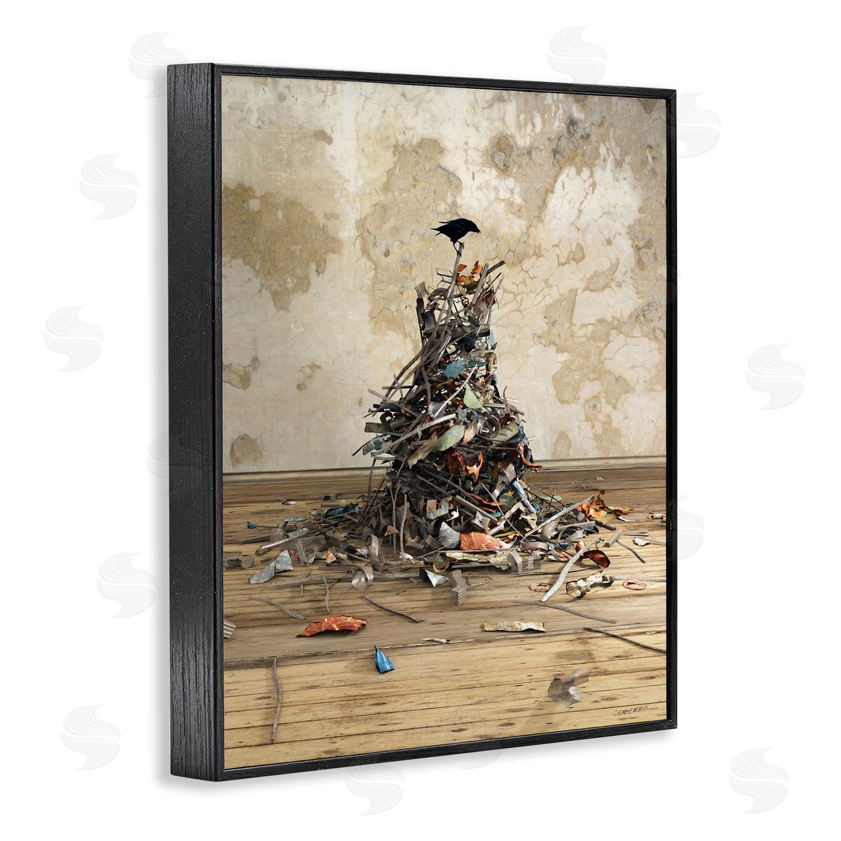 Crow Collection Bird Black Frame Print Wall Art, Home Decor by Cynthia Decker