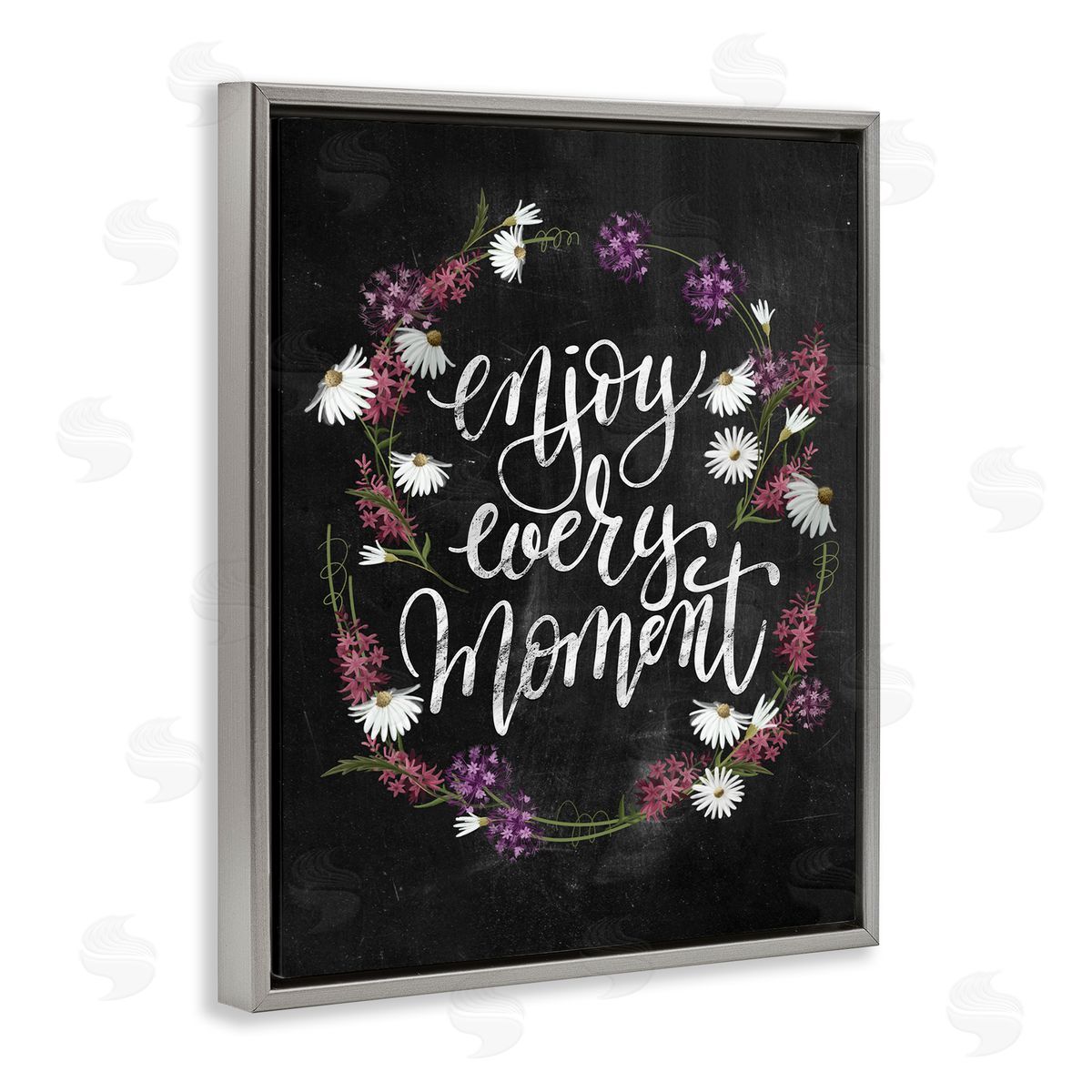 Enjoy Every Moment Grey Floating Frame Canvas Wall Art, Home Decor by House Fenway