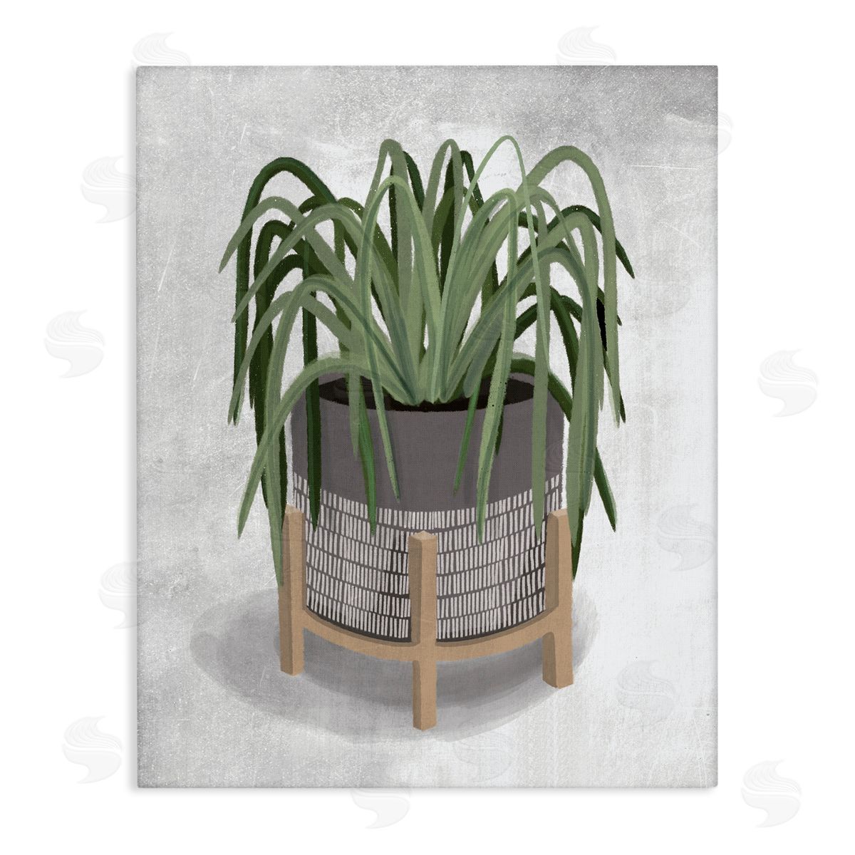 Spider Plant Grey Green Canvas Wall Art, Home Decor by House Fenway