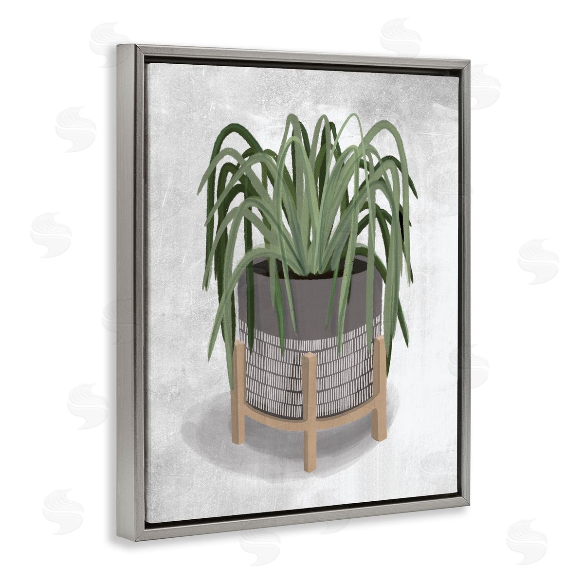 Spider Plant Grey Green Grey Floating Frame Canvas Wall Art, Home Decor by House Fenway