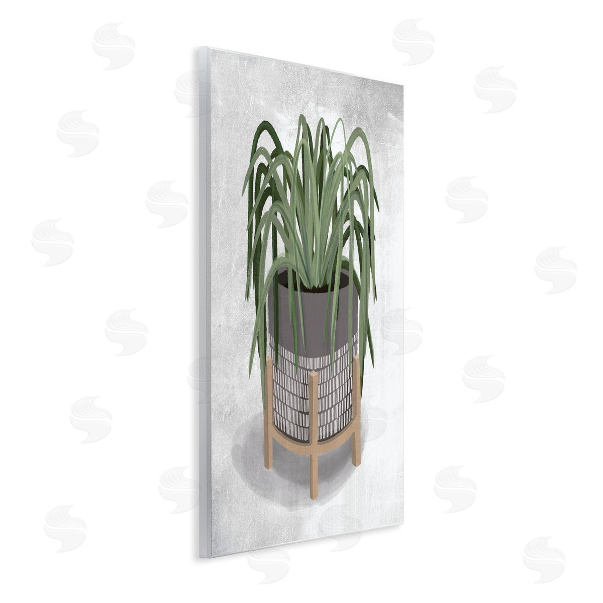 Spider Plant Grey Green Wood Plaque Wall Art, Home Decor by House Fenway