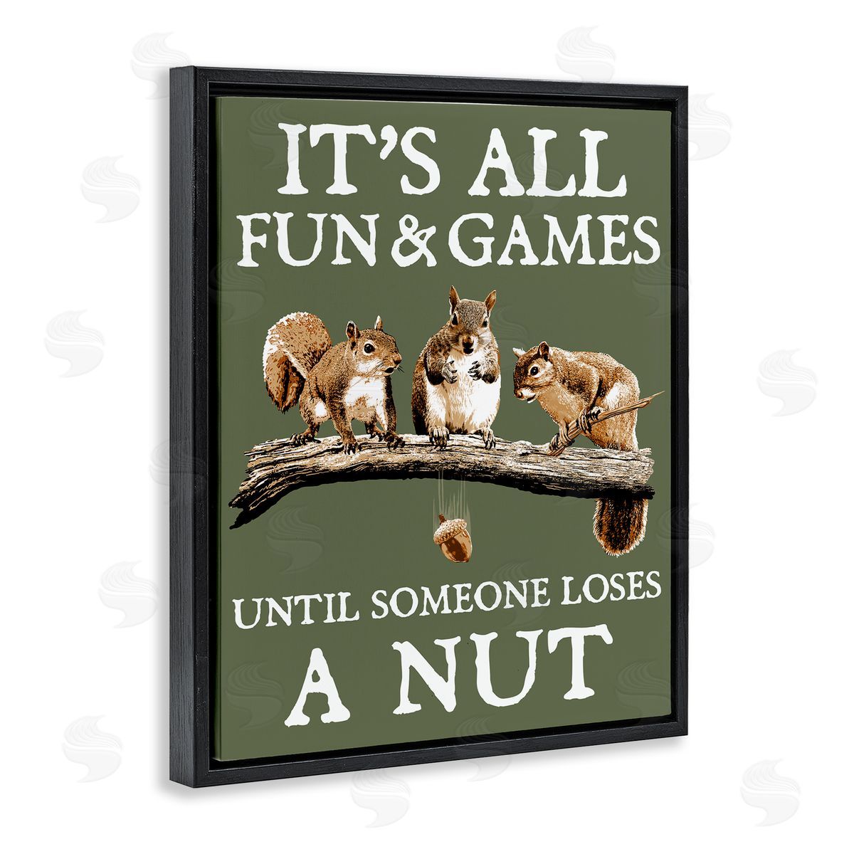 Loses A Nut Funny Squirrel Black Floating Frame Canvas Wall Art, Home Decor by RetroRocket