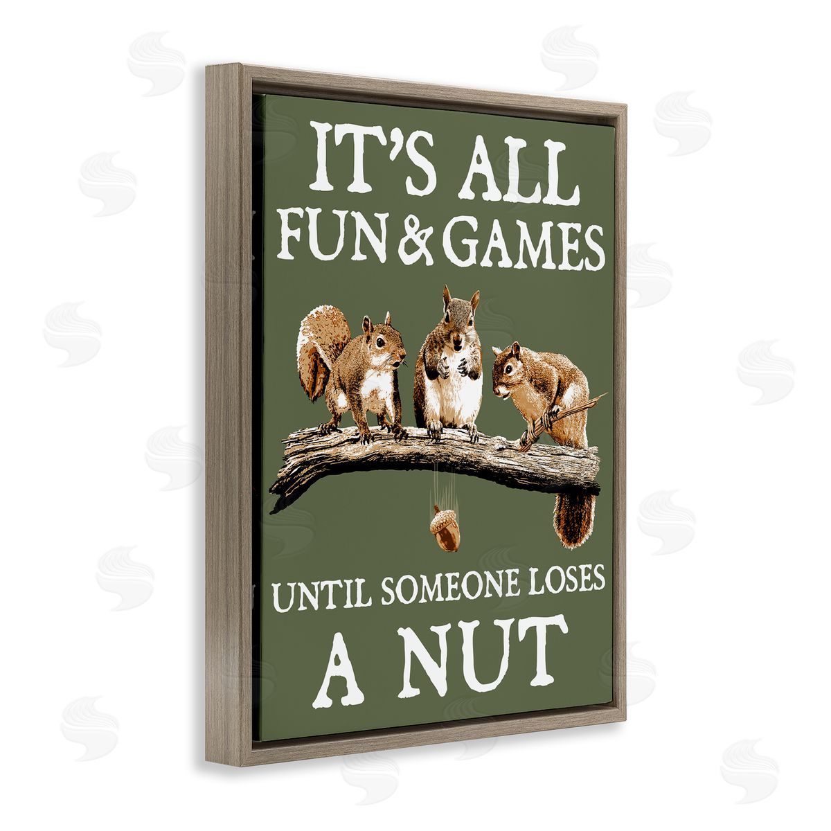 Loses A Nut Funny Squirrel Brown Floating Frame Canvas Wall Art, Home Decor by RetroRocket