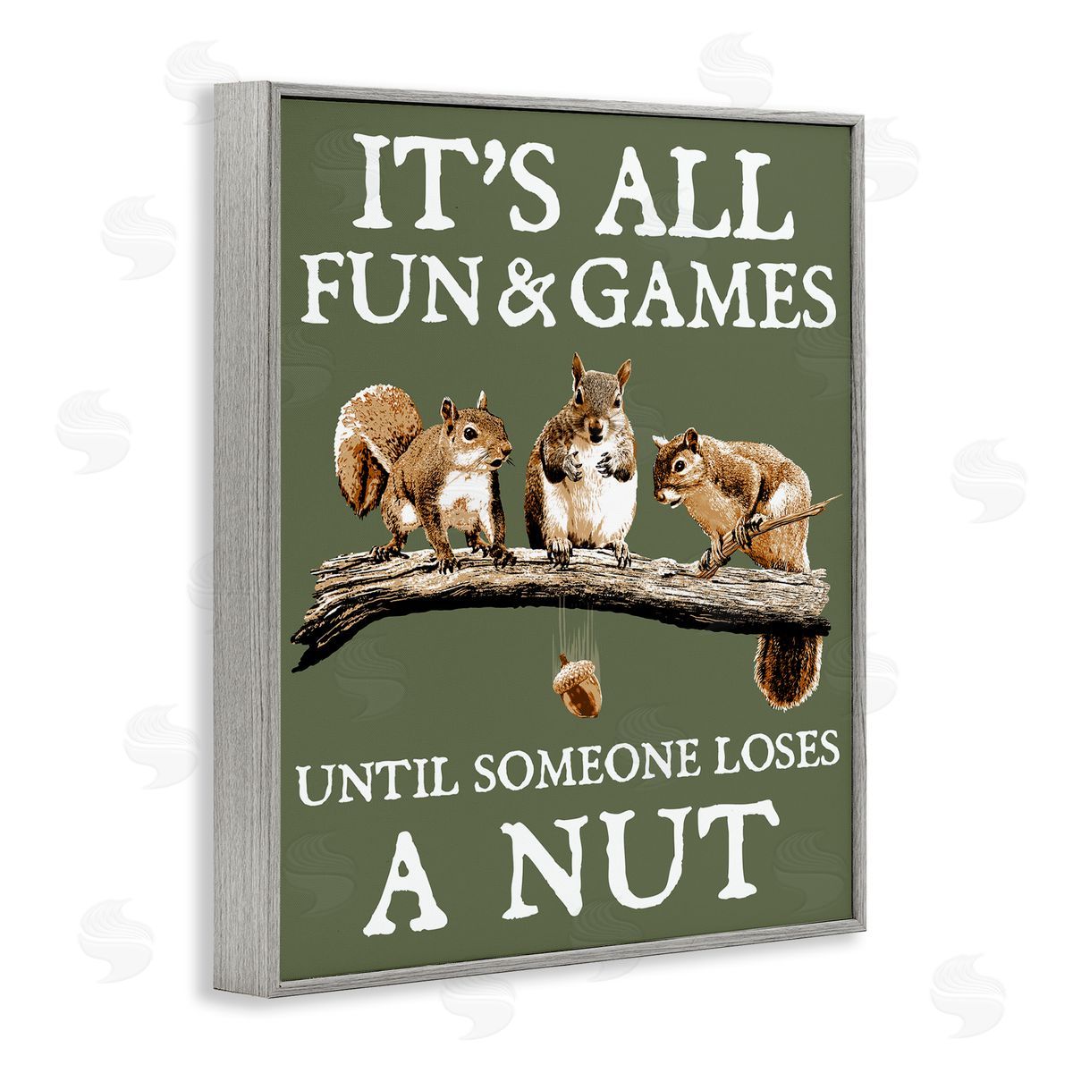 Loses A Nut Funny Squirrel Grey Frame Print Wall Art, Home Decor by RetroRocket