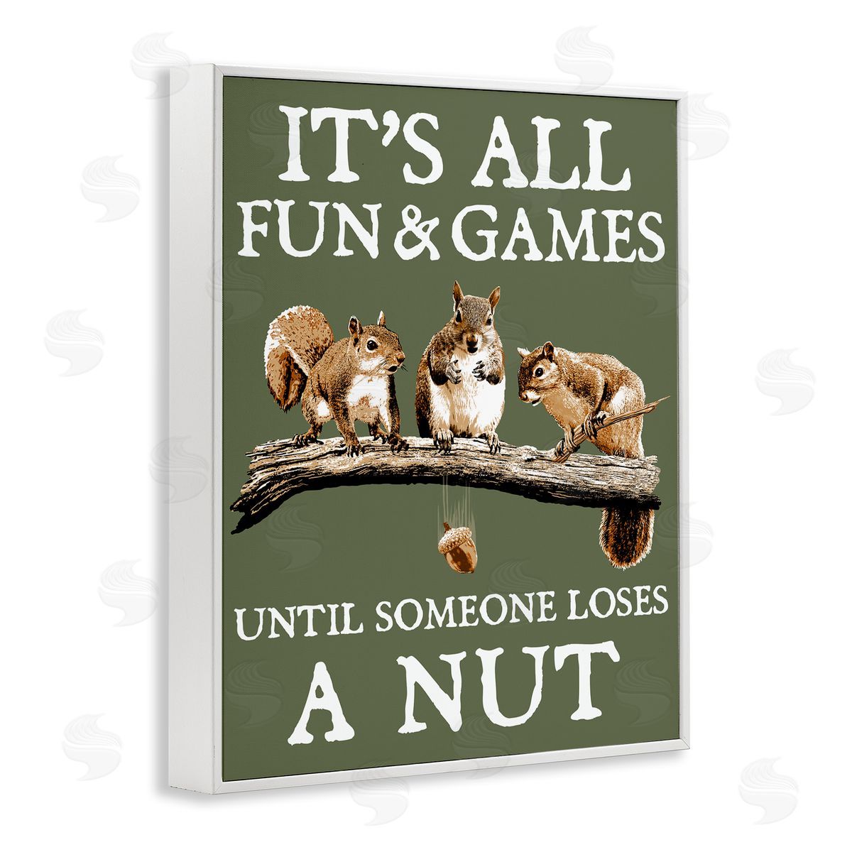 Loses A Nut Funny Squirrel White Frame Print Wall Art, Home Decor by RetroRocket