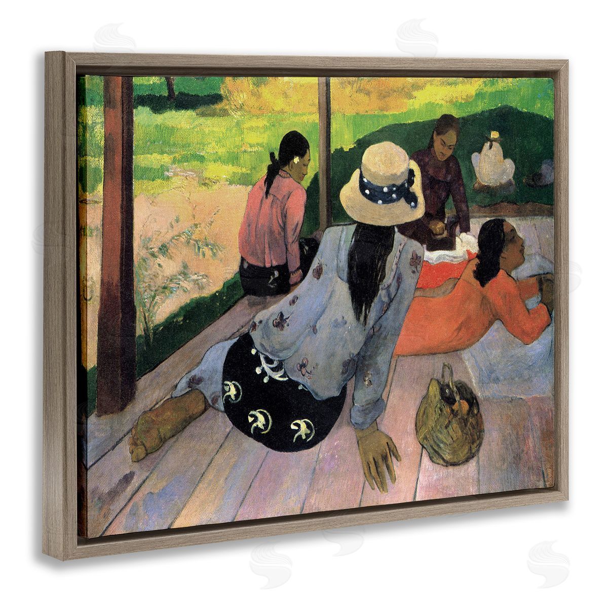The Siesta Classical Painting Brown Floating Frame Canvas Wall Art, Home Decor by Paul Gauguin