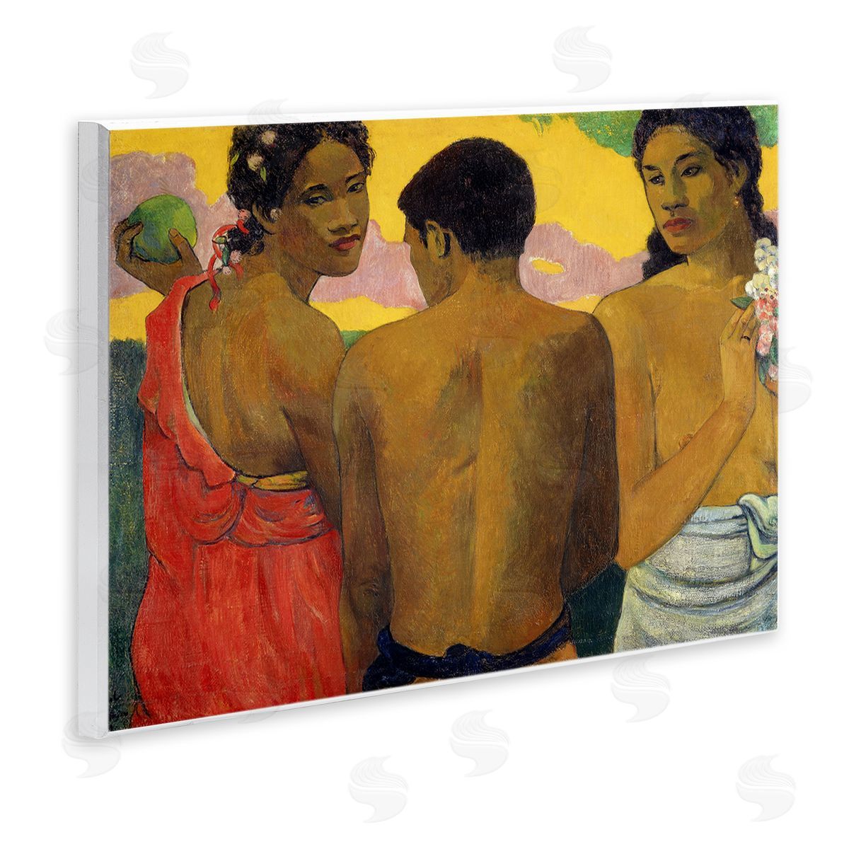 Three Tahitians Classical Painting Wood Plaque Wall Art, Home Decor by Paul Gauguin