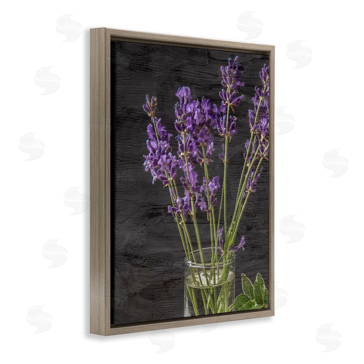 Lavender Jar Purple Floral Brown Floating Frame Canvas Wall Art, Home Decor by Kim Allen
