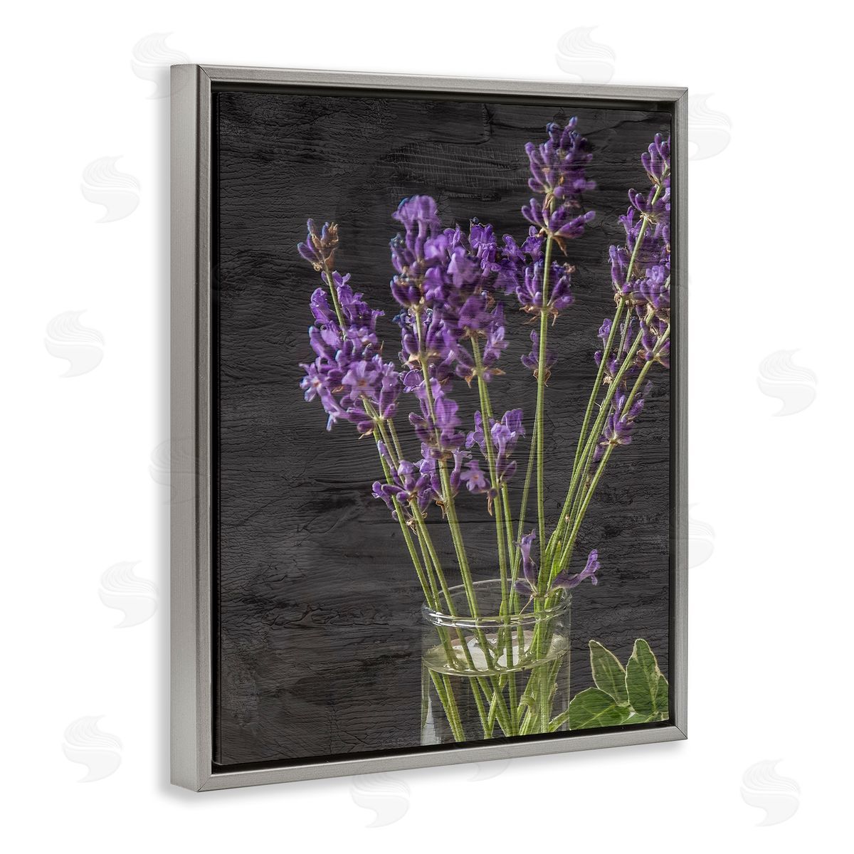 Lavender Jar Purple Floral Grey Floating Frame Canvas Wall Art, Home Decor by Kim Allen