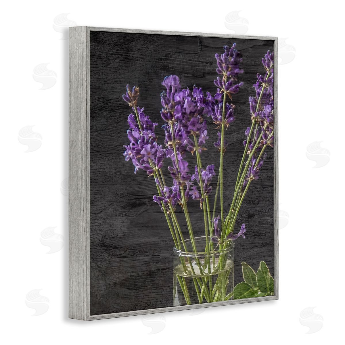 Lavender Jar Purple Floral Grey Frame Print Wall Art, Home Decor by Kim Allen