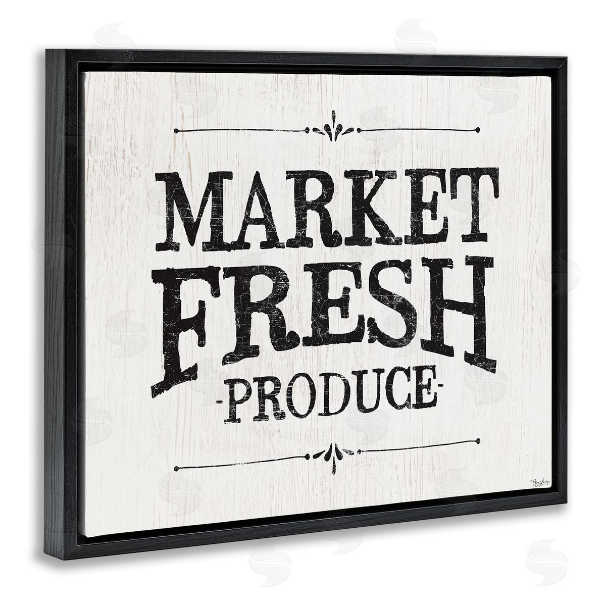 Market Fresh Produce Farmhouse Black Floating Frame Canvas Wall Art, Home Decor by Gigi Louise