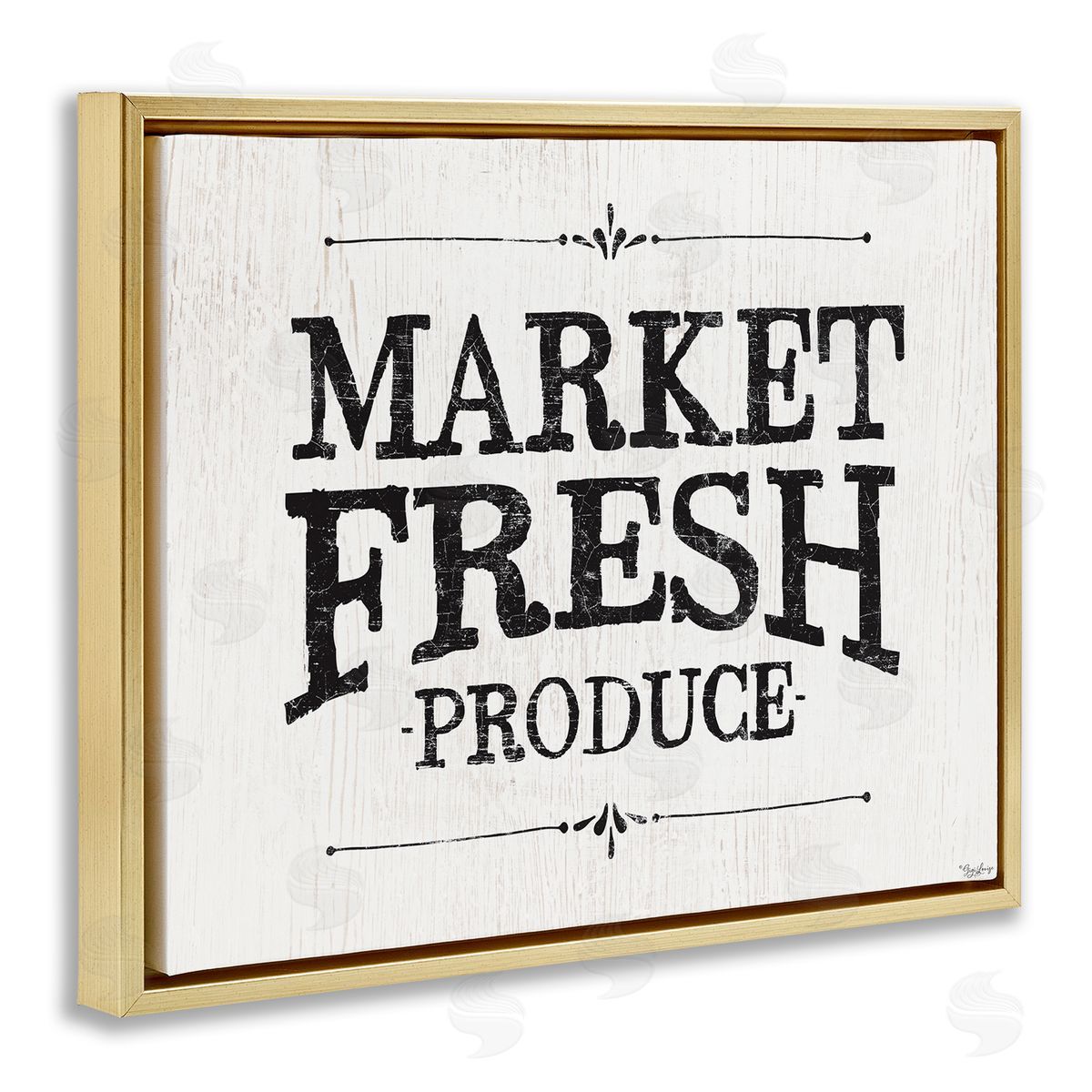 Market Fresh Produce Farmhouse Gold Floating Frame Canvas Wall Art, Home Decor by Gigi Louise
