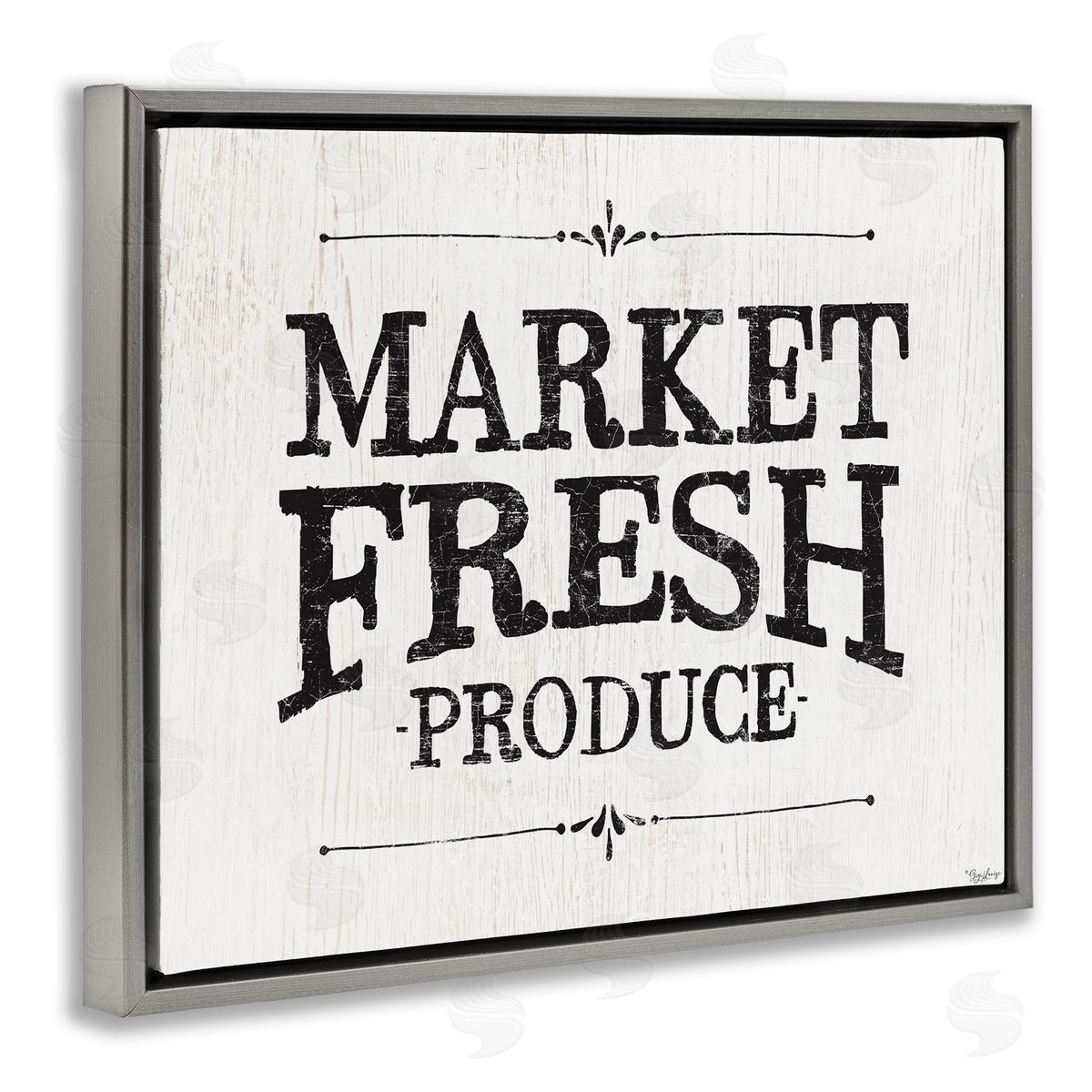 Market Fresh Produce Farmhouse Grey Floating Frame Canvas Wall Art, Home Decor by Gigi Louise