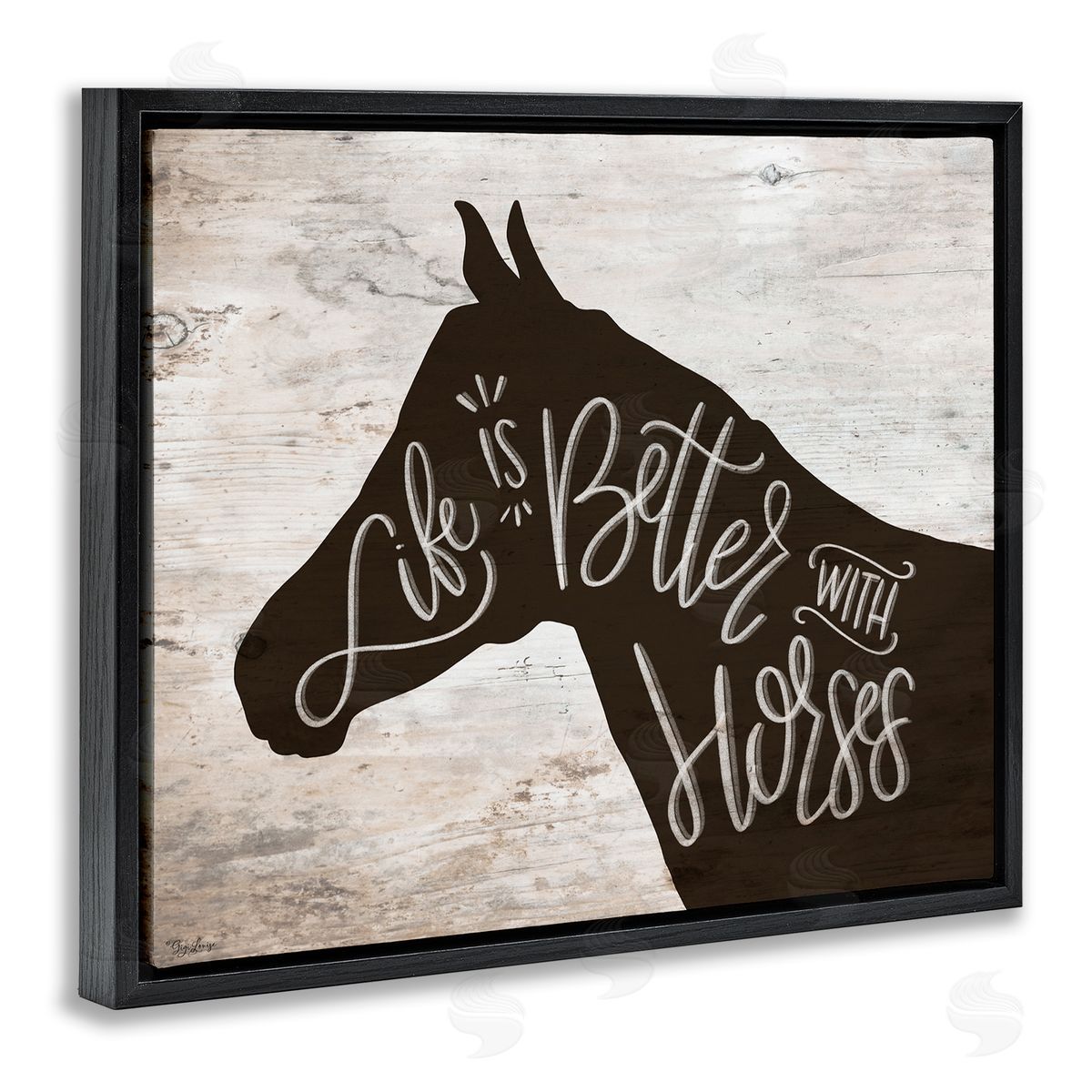 Better With Horses Black Floating Frame Canvas Wall Art, Home Decor by Gigi Louise