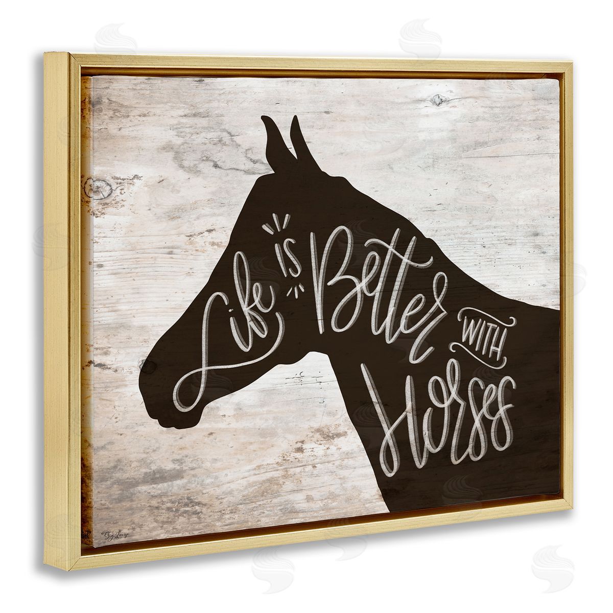 Better With Horses Gold Floating Frame Canvas Wall Art, Home Decor by Gigi Louise